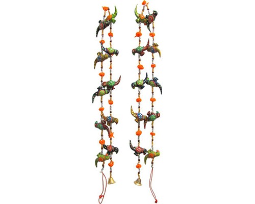 String of Resin Hanging Parrots