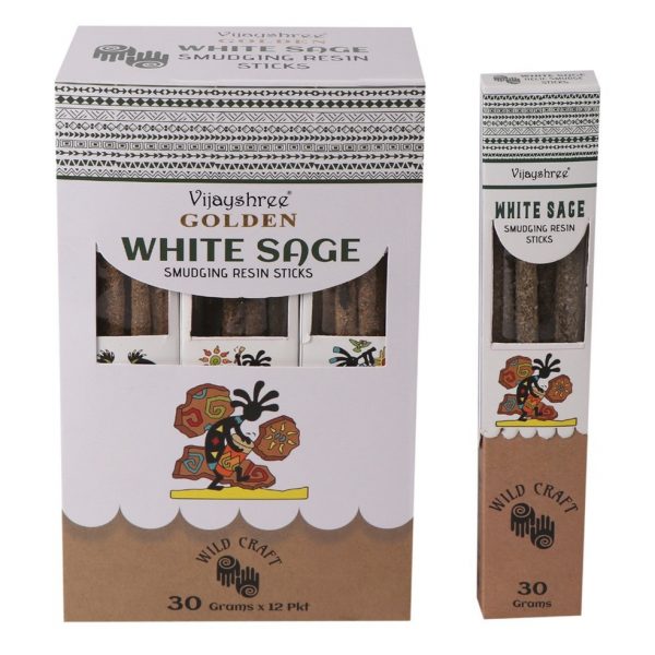 Vijayshree Golden Smudge Resin Incense Sticks – White Sage