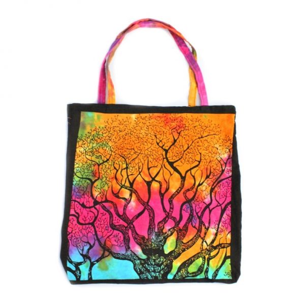 Shoulder Bag with Tie Dye Tree Design