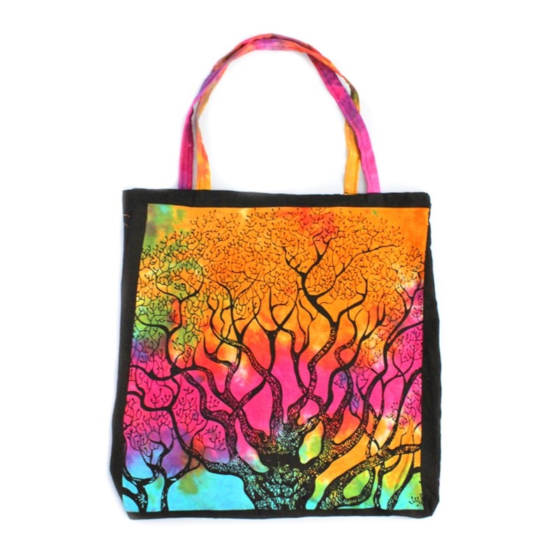 Shoulder Bag with Tie Dye Tree Design