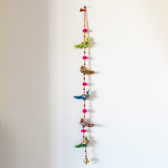 String of 5 Resin Peacocks