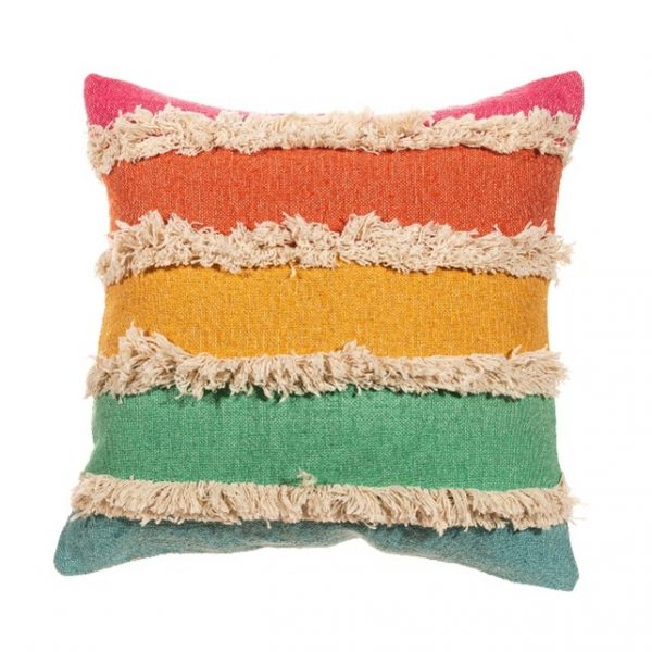 Rainbow Stripe Tufted Cushion Cover