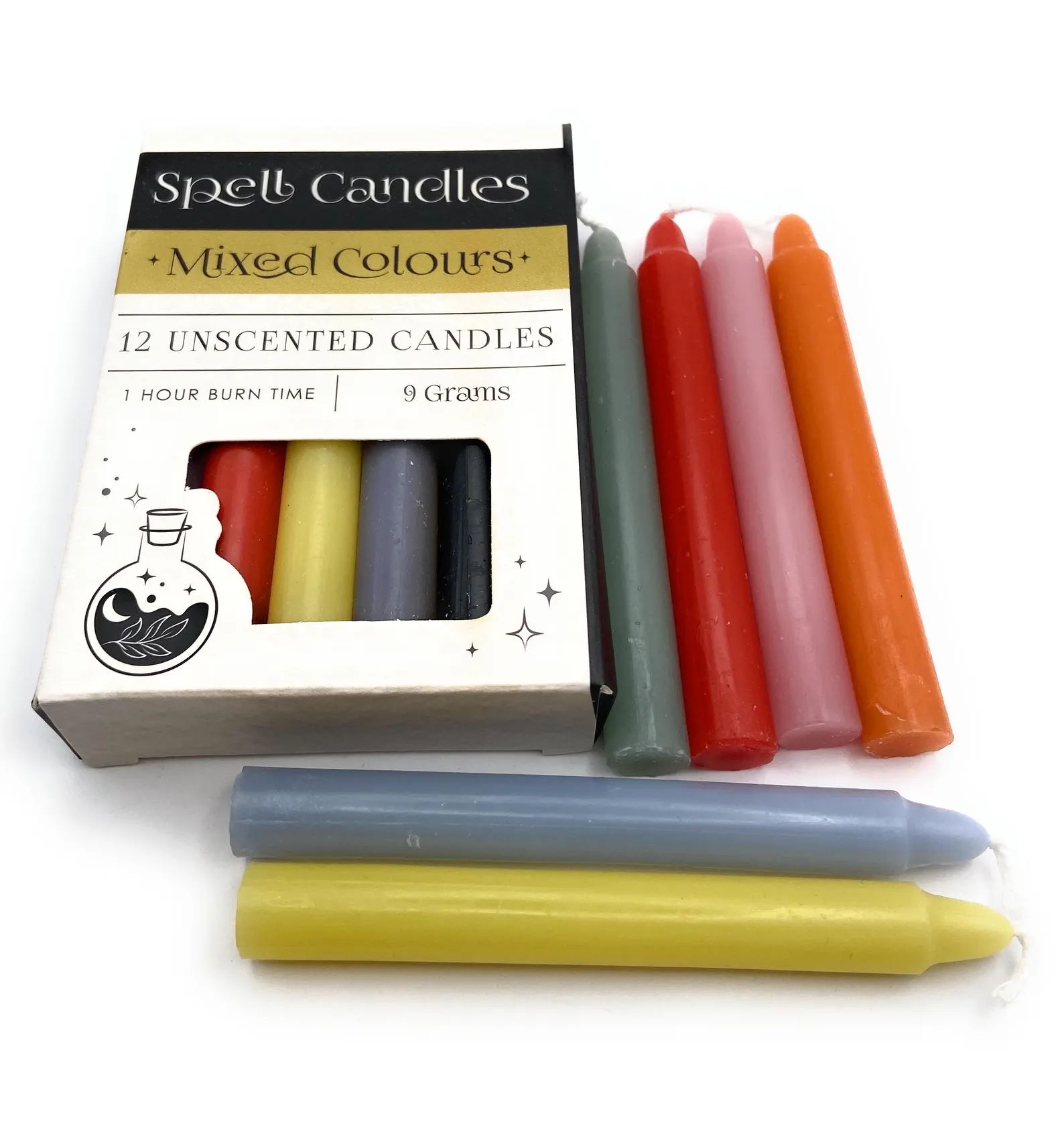 Spell Candles - for spell and ritual work. Various colours and intentions. Box of 12 candles.