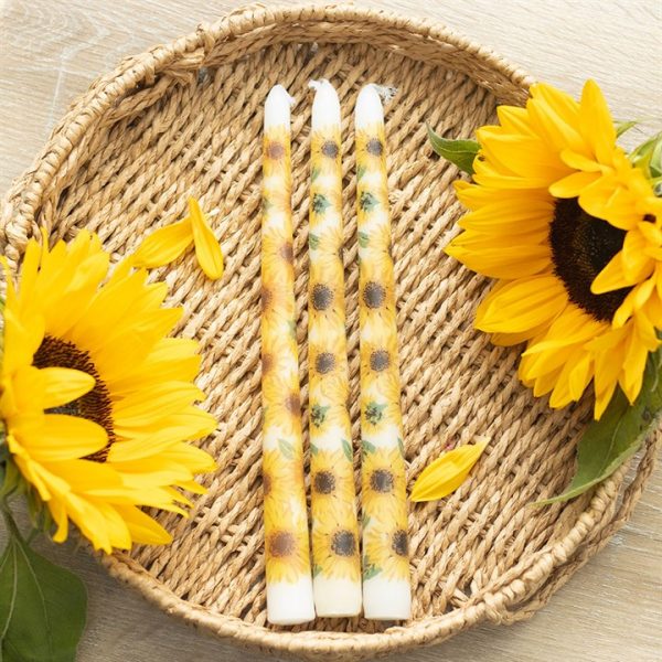 SET OF 3 SUNFLOWER TAPER CANDLES